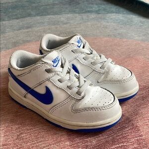 Nike Kids White and Blue Swoosh Sneakers